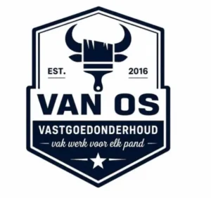 Logo van Van Os Vastgoedonderhoud met kwast en stierenkop