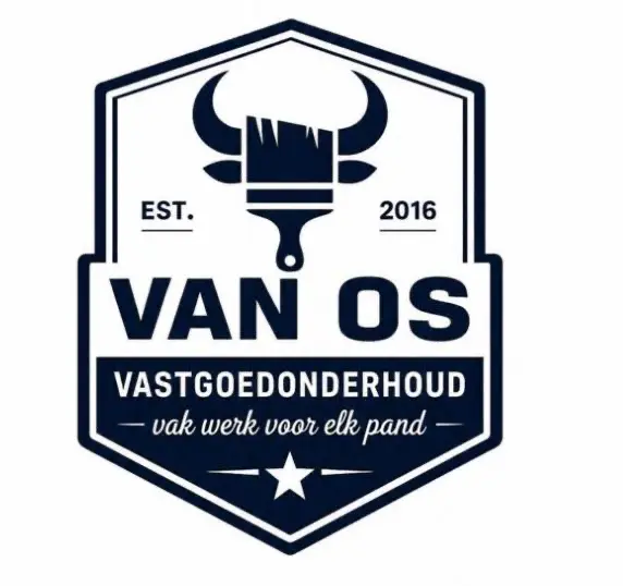 Logo van Van Os Vastgoedonderhoud met kwast en stierenkop